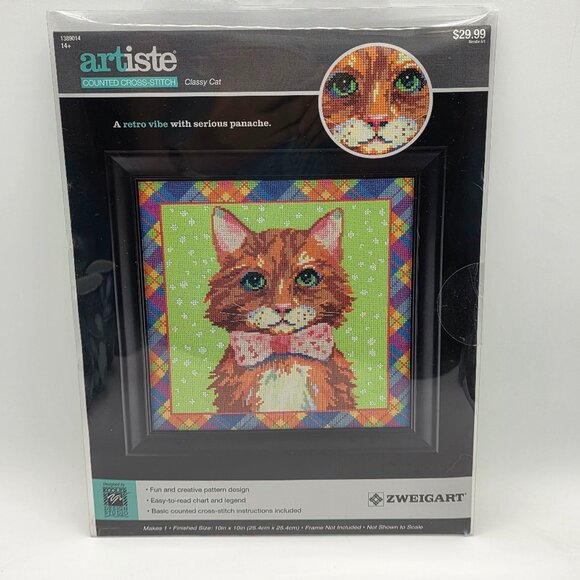 Zweigart Artiste Classy Cat Retro Vibe Counted Cross Stitch Kit 1389014 NIP 2015 - Picture 4 of 6